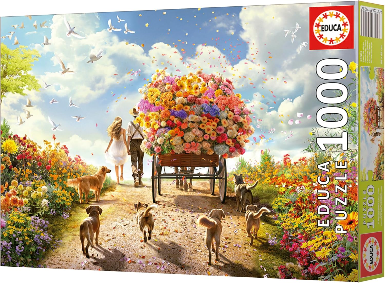 Educa - 1000 Piece Flower Cart Jigsaw Puzzle | Nature and Flowers Puzzle | Size 68x48cm | Includes Glue Fix | For Adults 14+ (19921