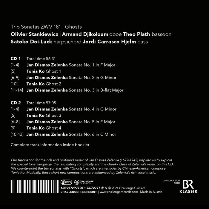 Jan Dismas Zelenka: Trio Sonatas ZWV181/Tonia Ko: Ghosts