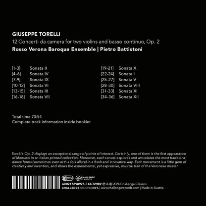 Giuseppe Torelli: 12 Concerti Da Camera for Two Violins And...