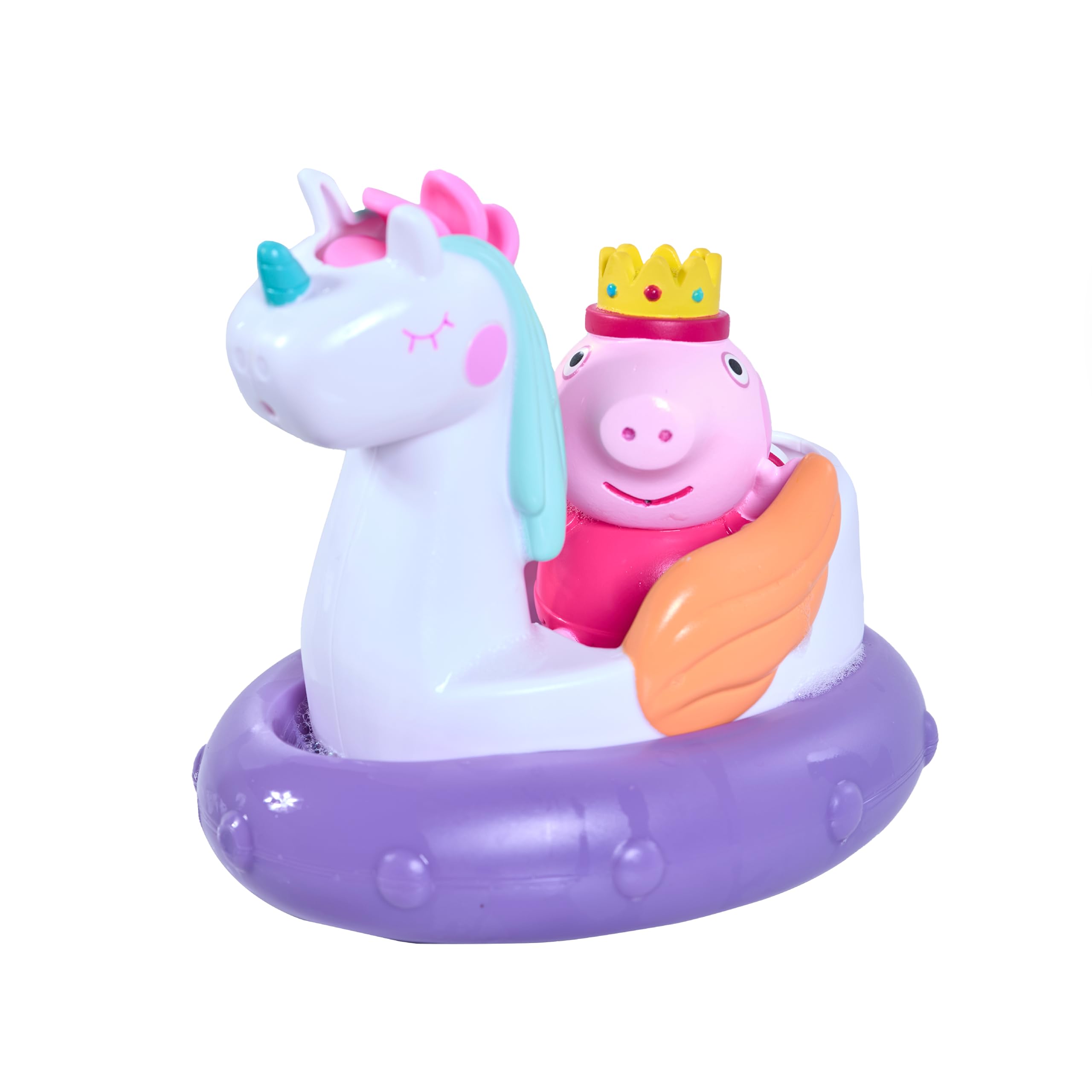 Toomies Peppa Pig Princess Peppa Bath Float - Peppa Water Squirter Bath Toy and Unicorn Pourer Float with Water Wheel Mane - Officially Licensed Peppa Pig Toys - Baby Bath Toys for +18 Months