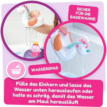Toomies Peppa Pig Princess Peppa Bath Float - Peppa Water Squirter Bath Toy and Unicorn Pourer Float with Water Wheel Mane - Officially Licensed Peppa Pig Toys - Baby Bath Toys for +18 Months