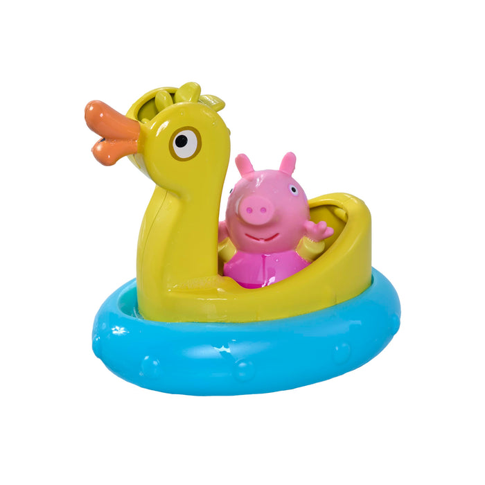 Tomy Toomies - Flotador de baño Peppa Pig Peppa y Pato – Juguete de baño Peppa Water Squirter y Flotador vertedor de Pato con Rueda de Agua – Juguetes de Peppa Pig con Licencia Oficial – Juguetes de