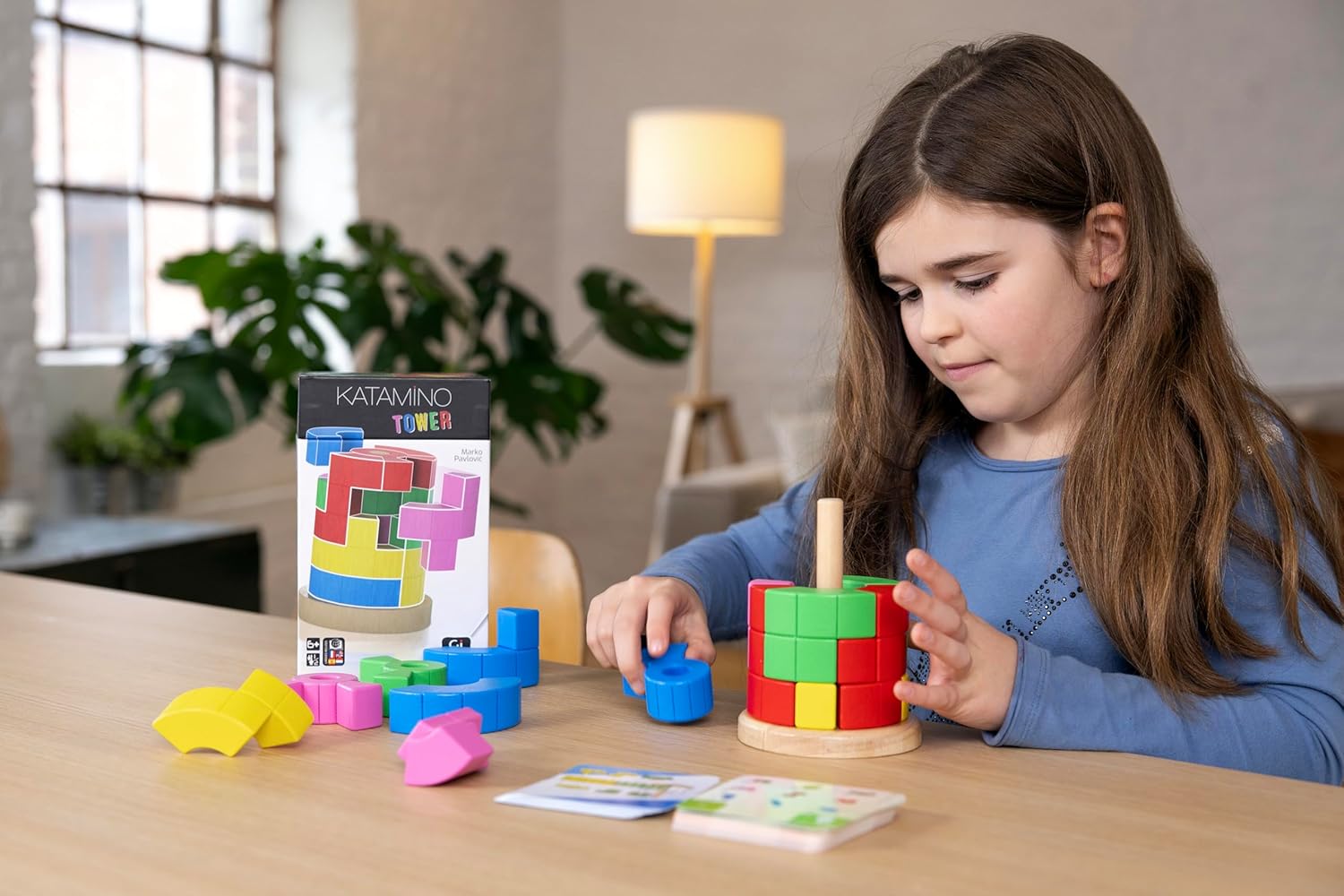 GIGAMIC Katamino Tower - Logic Game with Wooden Pieces, 3 Game Modes, 44,138 Solutions, Ages 10+