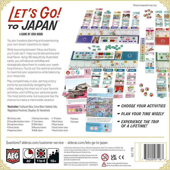 Alderac Entertainment Group | Let's Go! To Japan | Family Board Game | Ages 10+ | 1-4 Players | 45 Minutes Playing Time