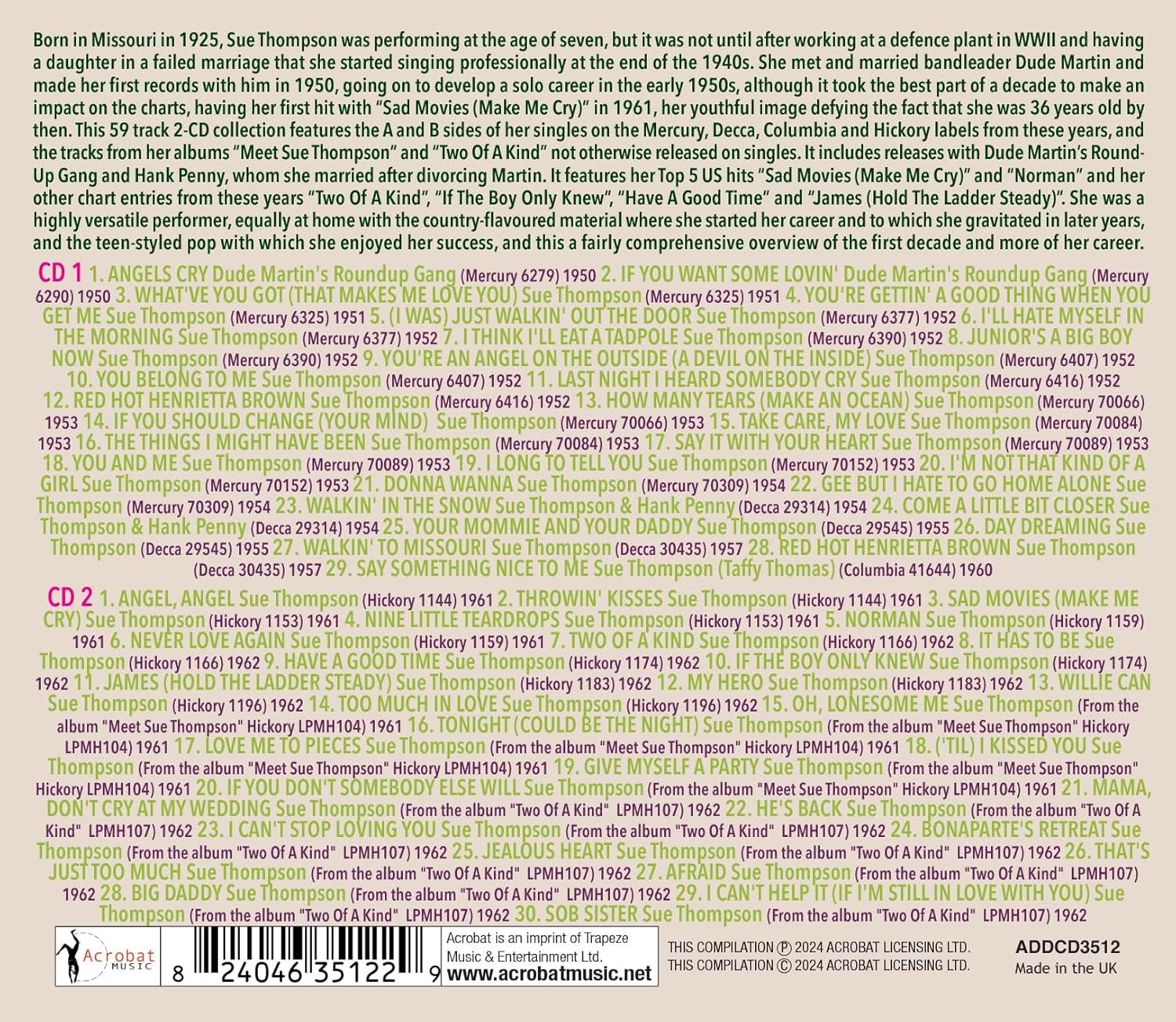 Sad Movies - Singles & Albums Collection 1950-62