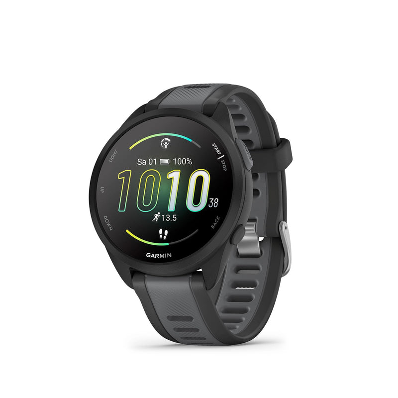 GARMIN Forerunner 165, leichte GPS Smartwatch zum Laufen, mit AMOLED Touchscreen, Trainingsempfehlungen, Gesundheitsdaten, smarten Funktionen Slate Grey