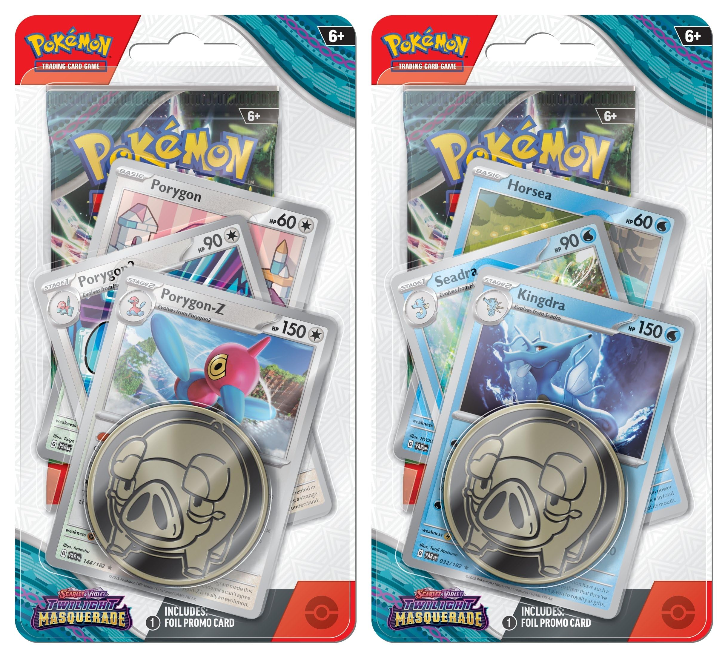 Pokémon TCG – Scarlet & Violet – Twilight Masquerade Premium Checklane Blister Porygon-Z oro Kingdra (1 blíster aleatorio