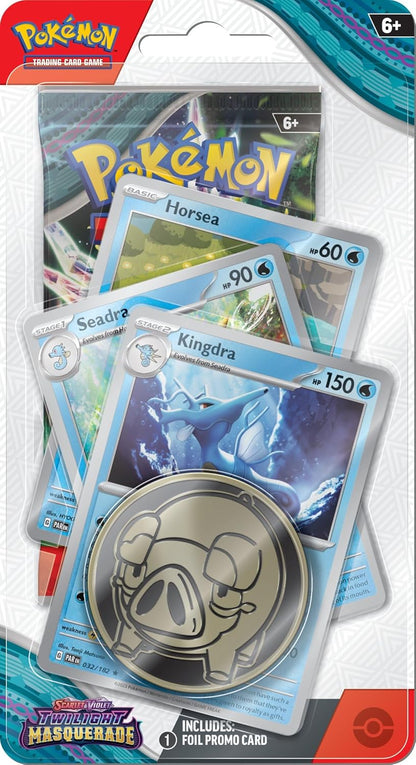 Pokémon TCG – Scarlet & Violet – Twilight Masquerade Premium Checklane Blister Porygon-Z oro Kingdra (1 blíster aleatorio