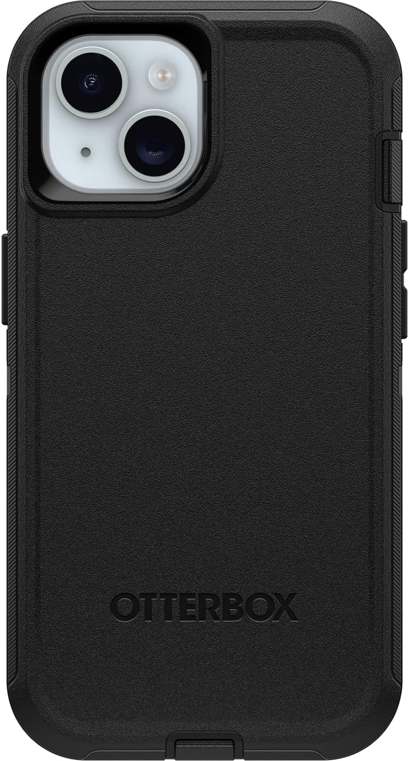 OtterBox Defender Case for iPhone 15 / iPhone 14 / iPhone 13, Shockproof, Drop Proof, Ultra-Rugged, Protective Case, 5x Tested to Military Standard, Black, No Retail Packaging