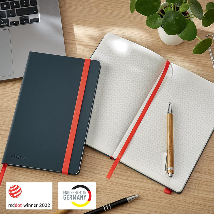 Leitz Notitieboek A5 Geruit Met Harde Kaft, 80 Vellen, Cosy Range, Fluweel Grijs, 44540089 Grijs A5 Squared Zachte hoes