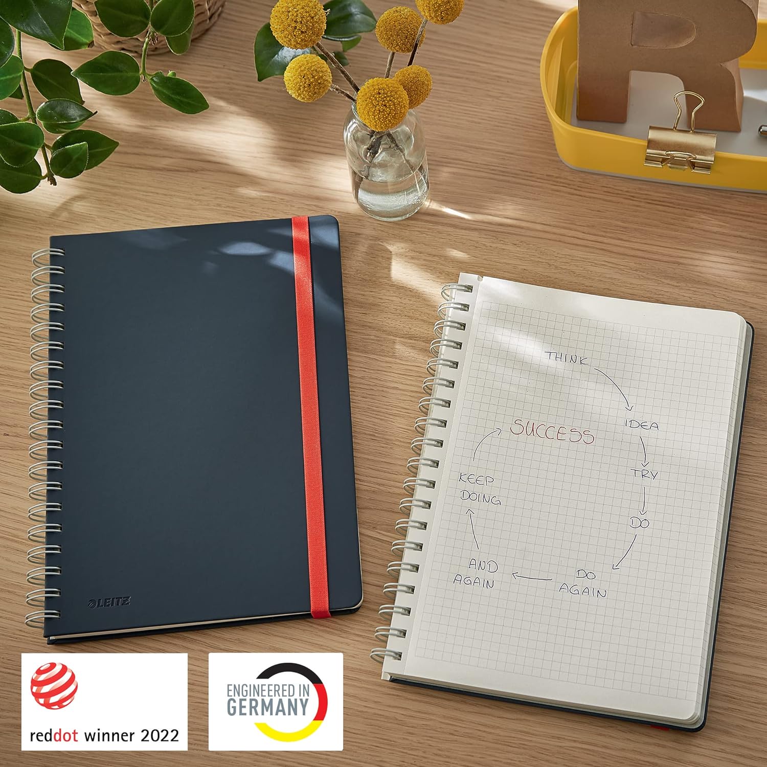 Leitz - Cosy Notebook Spiral Ridge Large Grey - Squared