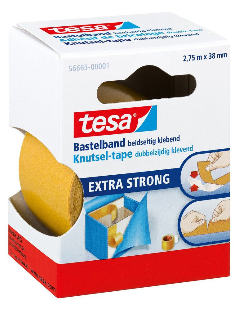 Cinta adhesiva de doble cara tesa para manualidades (2,75 m, 38 mm), blanco
