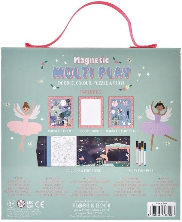 Set da gioco incantato da 20 pezzi, puzzle magnetico, tavola da scarabocchio, pezzi magnetici e scena da colorare con - Gioco educativo di smistamento e creatività delle forme S.T.E.M - Imparare a