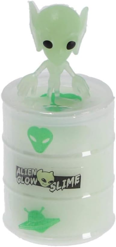 GLOW N FUN Oil barral Glow in The Dark Slime + Alien, niet voor meubels, decoratie en opslag voor kinderen, meerkleurig (35808A)
