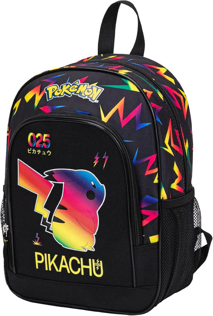 Pokemon Pikachu Backpack School Bag Premium Quality 2 Compartments - Height 37cm, black