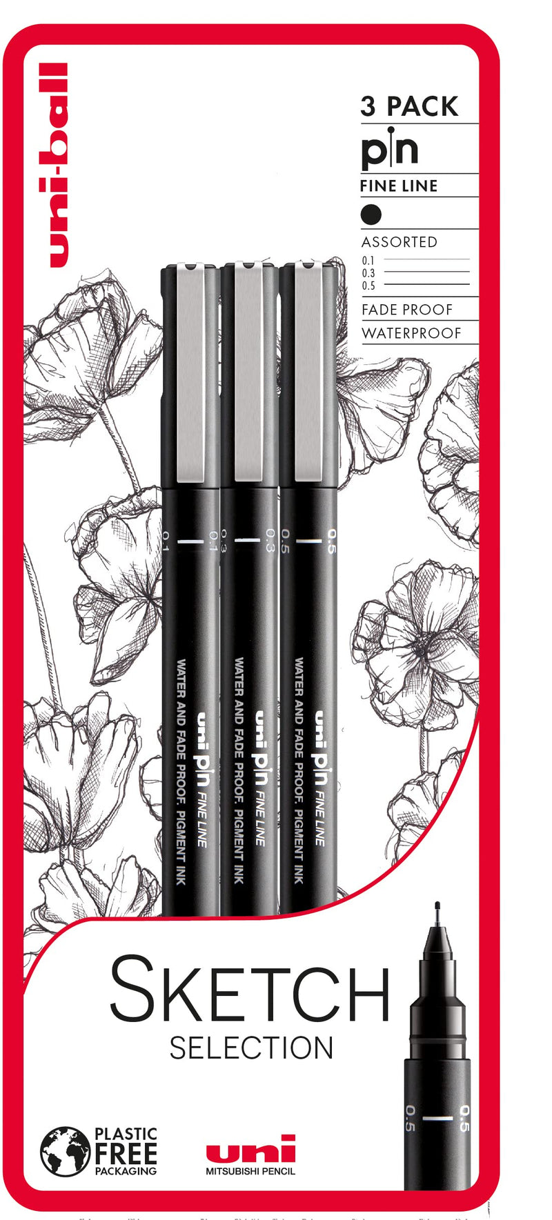 uni-ball Pin Fineliners, bolígrafos de punta fina negra, tinta resistente al agua y a la decoloración, ideal para arquitectos, bocetos, álbumes de recortes, contornos, arte, dibujo técnico, calidad de