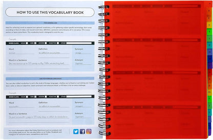 Pukka Pad B5 Vocabulary Book with 520 Word Capacity – Includes 20 Repositionable Alphabetised Dividers – Learn Synonyms, Antonyms, and Use in a Sentence – 100GSM