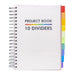 Pukka Pad B5 Project Book with 10 Repositionable Dividers for Organization – 400 Perforated Pages of 80GSM Paper – 200 Sheet Notebook for School, Office, and Home – White, 190 x 250mm