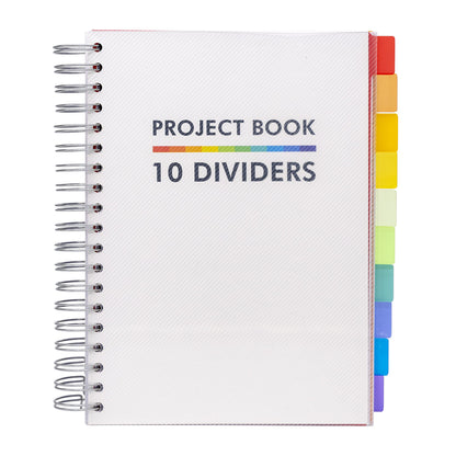 Pukka Pad B5 Project Book with 10 Repositionable Dividers for Organization – 400 Perforated Pages of 80GSM Paper – 200 Sheet Notebook for School, Office, and Home – White, 190 x 250mm