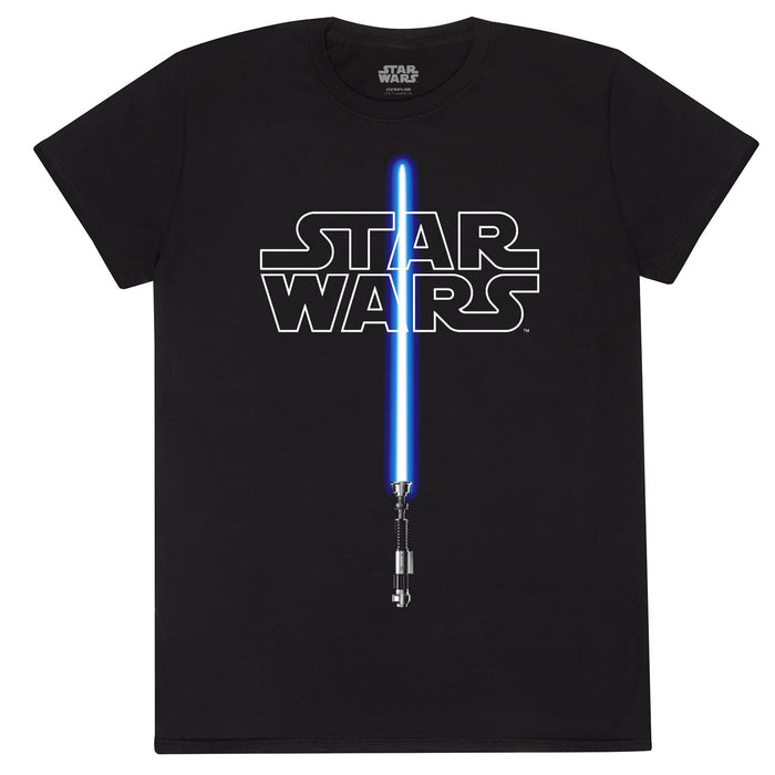 Official Licence Star Wars Glow in The Dark Lightsaber Unisex T-Shirt Black