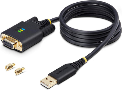 StarTech.com Cable Adaptador USB a Serie de Módem Nulo RS232 1m - Retención COM - FTDI - USB DB9 - Tornillos Intercambiables