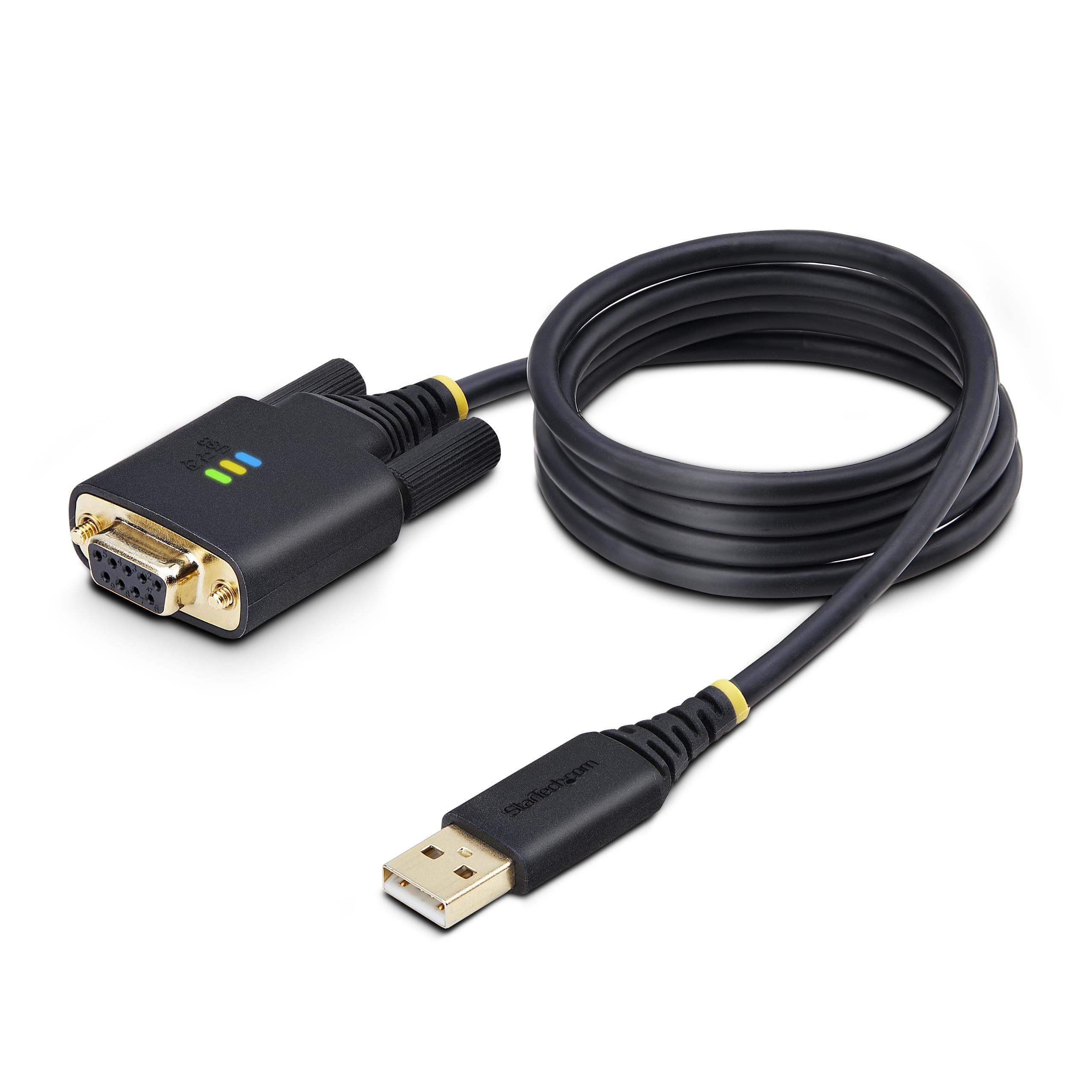 StarTech.com Cable Adaptador USB a Serie de Módem Nulo RS232 1m - Retención COM - FTDI - USB DB9 - Tornillos Intercambiables