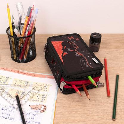 Scooli Star Wars Tripledecker - Filled Pencil Case with Eberhard Faber Pens - Stylish Pencil Case with Motif - Pencil Case for Colouring Pencils and Pencils - Ideal for School Use