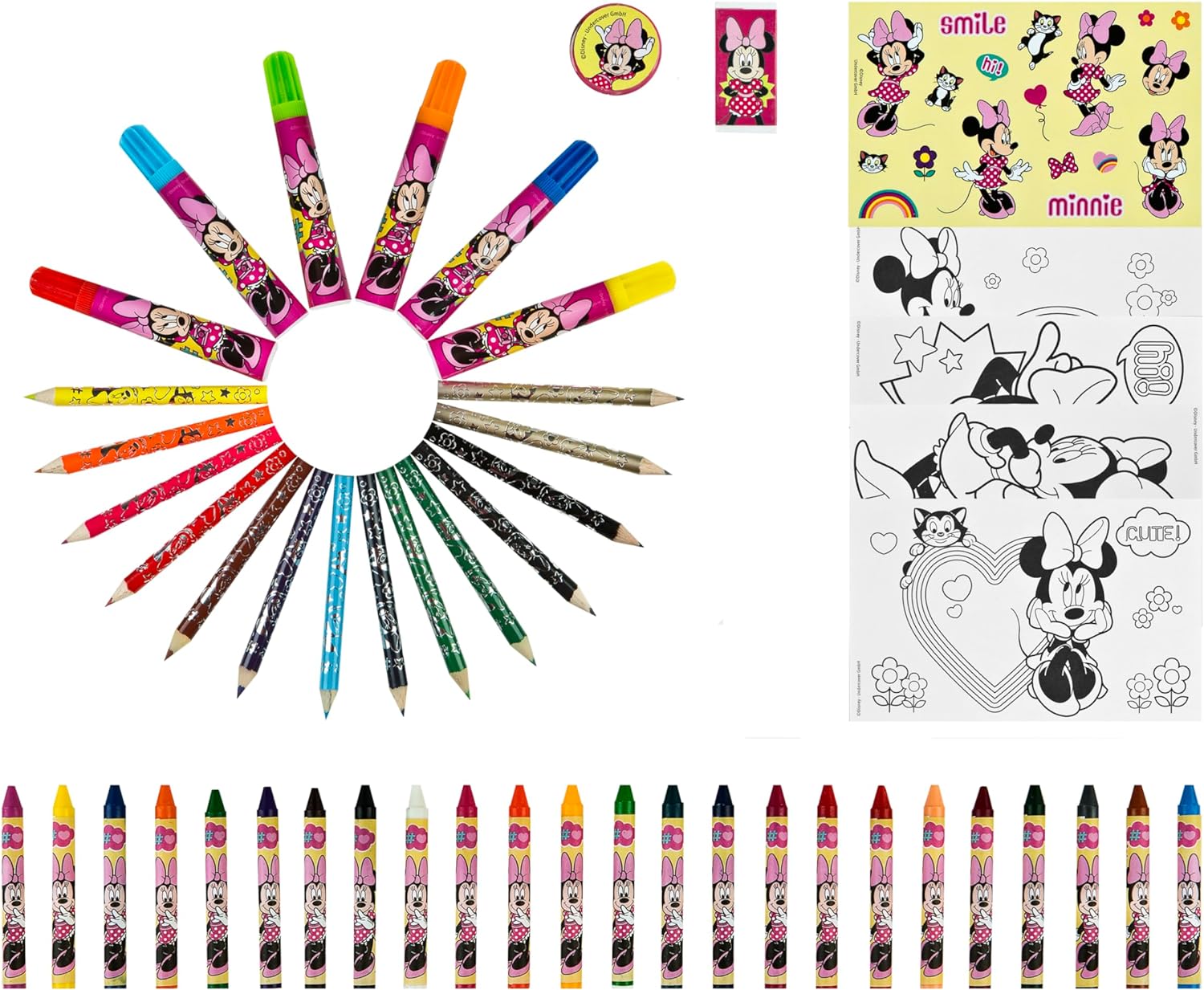 Estuche Pintura | 51 Piezas | Disney Minnie Mouse | Conjunto Creativo | Pintar y Diseñar