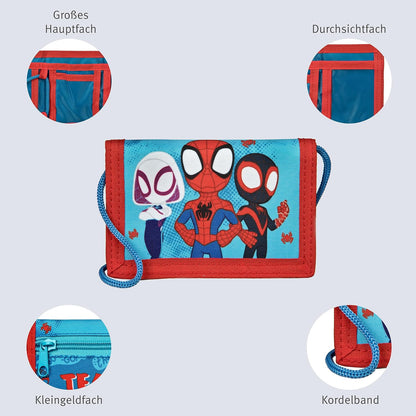 Undercover SPIDEY Geldbörse für Kinder, Jungen, Mädchen und Teens, 8 x 13 cm, Brustbeutel, sicher für Geld und Fahrkarten