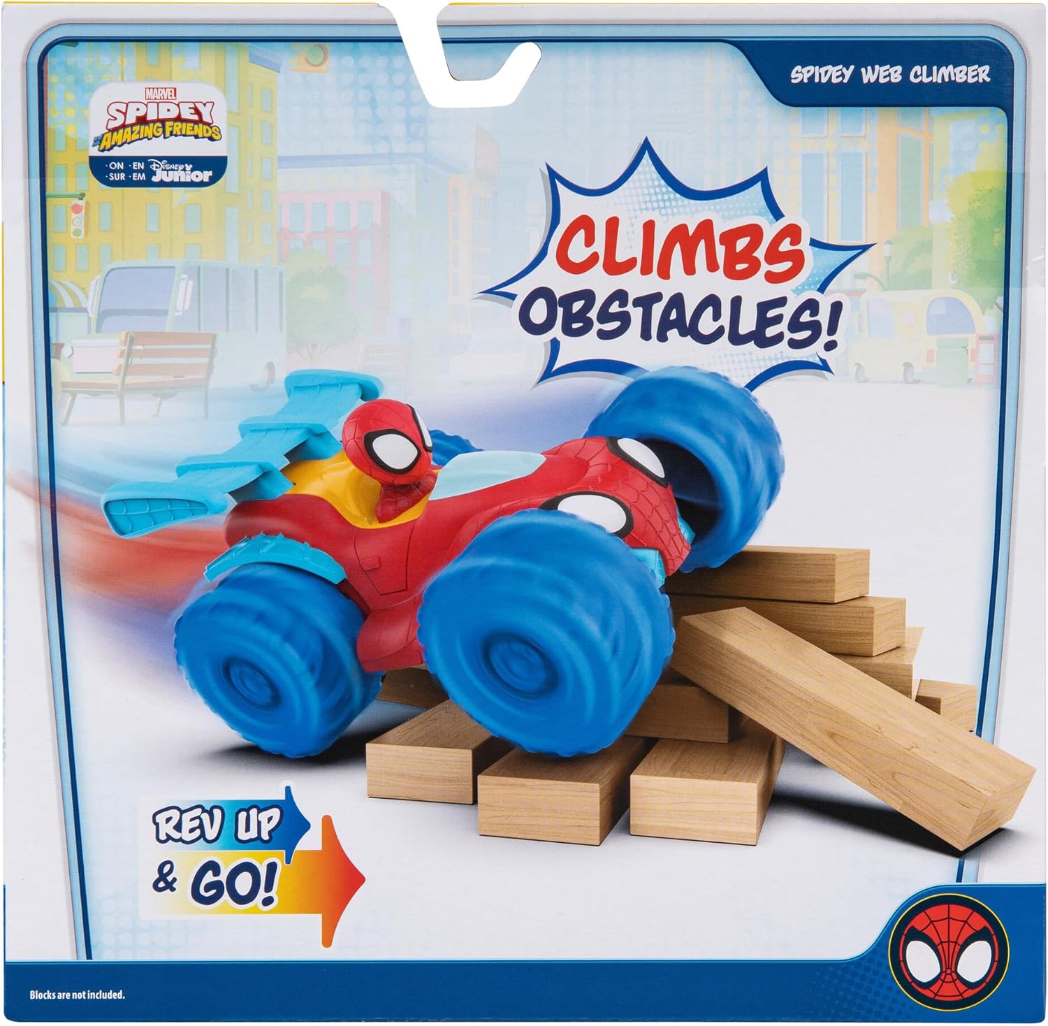 Marvel Spidey and His Amazing Friends Spidey Web Climber - 7-Inch Rev Up Motor Vehicle That Climbs Obstacles, SNF0244