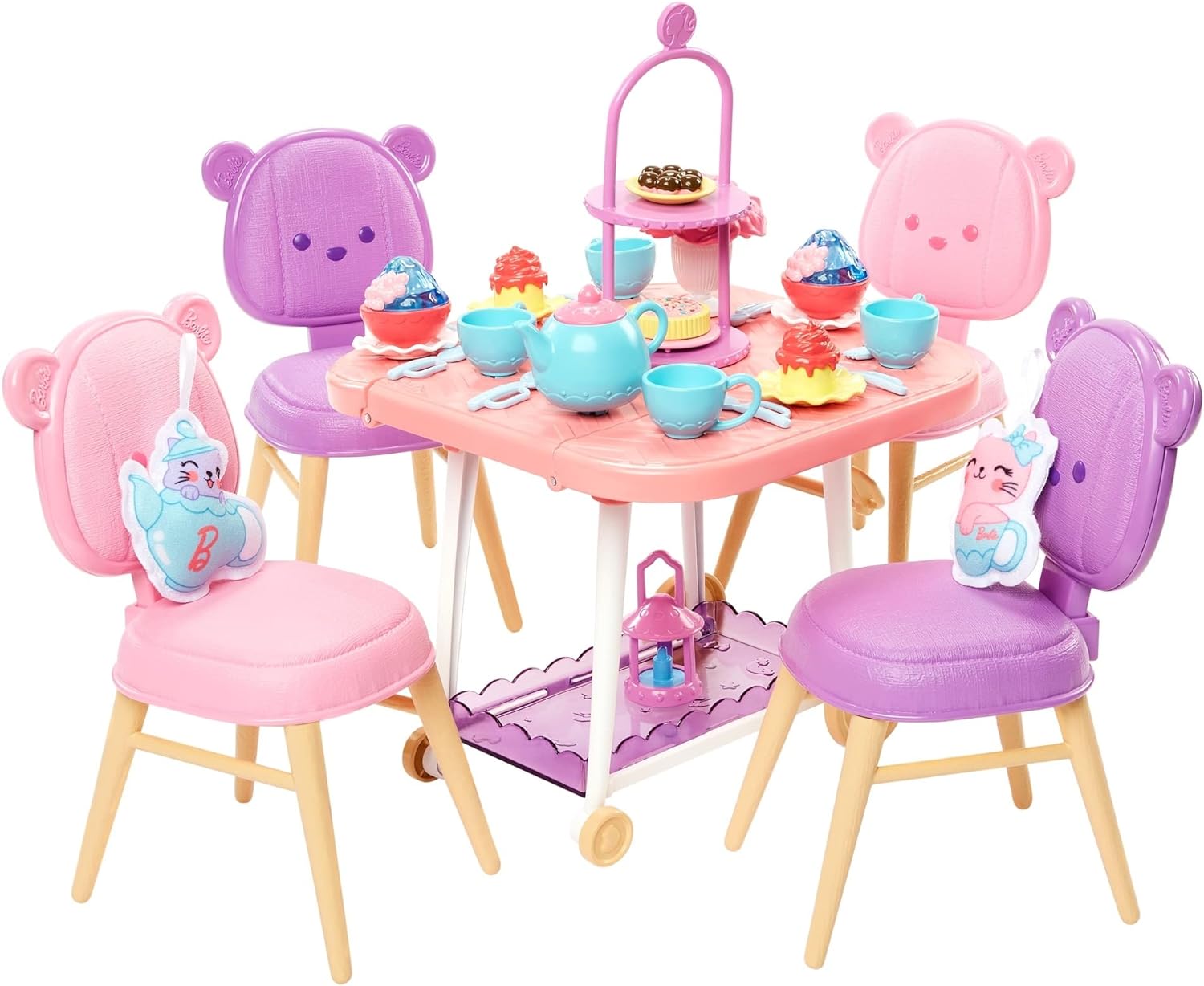 Barbie Tea Party Playset for Preschoolers, My First Barbie Tea Party Playset and Accessories, Preschool Toys and Gifts, Tea Party with 18 Storytelling Pieces, Two Plush Items, from 3 Years, HMM65