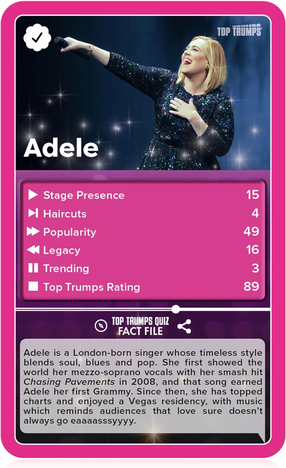 Top Trumps Popstars Classic Card Game, Play with Adele, Beyonce, Harry Styles and Taylor Swift in this educational pack, makes a great gift for ages 6 plus