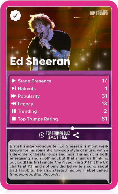 Top Trumps Popstars Classic Card Game, Play with Adele, Beyonce, Harry Styles and Taylor Swift in this educational pack, makes a great gift for ages 6 plus