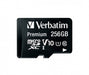 Verbatim microSDXC memory card with adapter - 256 GB - read speed up to 90 MB/s - minimum write speed 10 MB/s - black