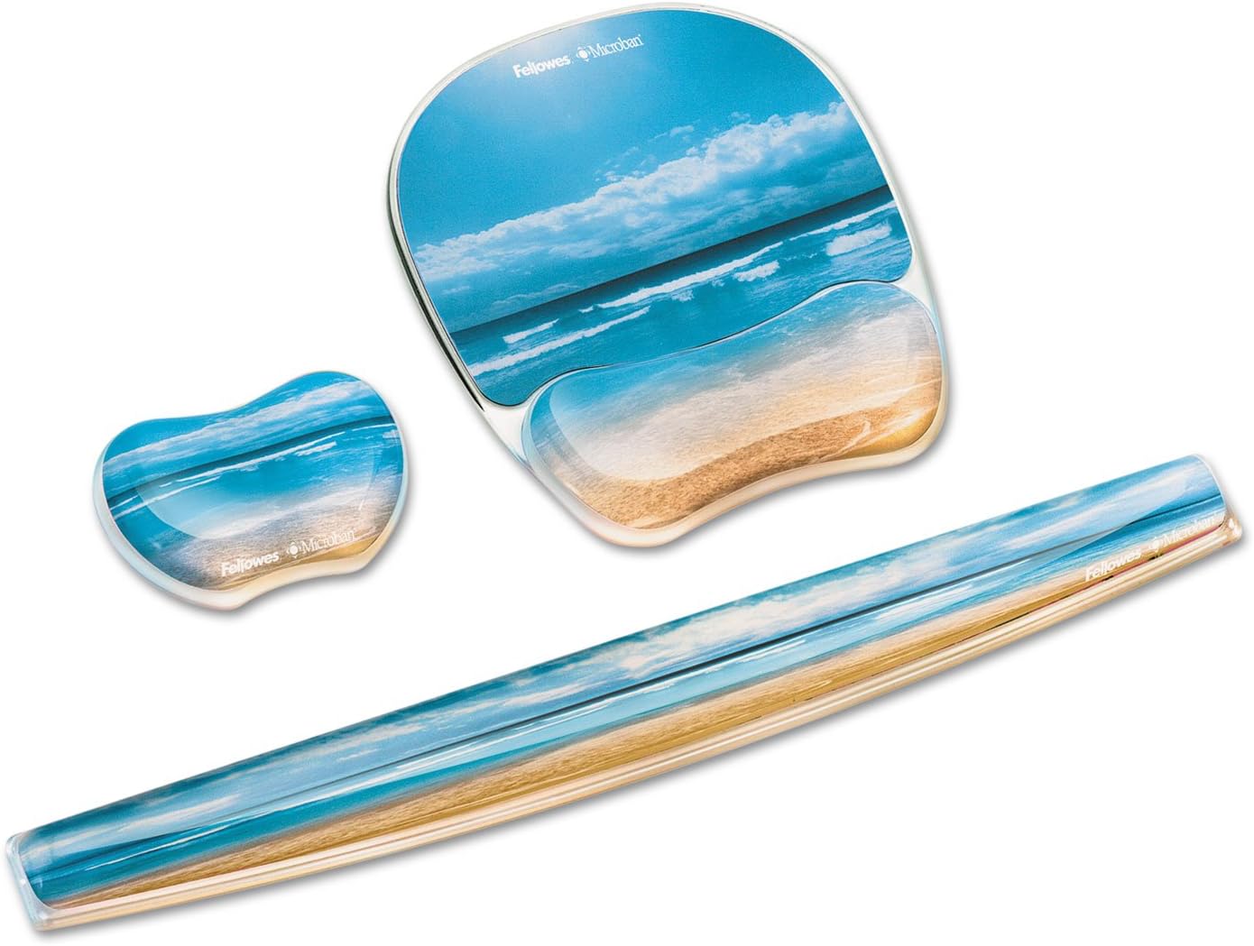 Fellowes Photo Gel Keyboard Wrist Rest with Microban Protection, Sandy Beach (9179401)