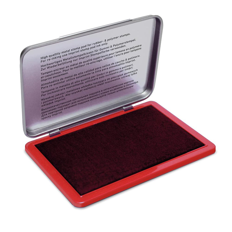 Imprint Handstempelkissen 9072M für den täglichen Bedarf zu Hause und im Büro – 1 Stempelkissen rot, robuster Metalldeckel, wasserbasierte Tinte, Größe 11 x 7 cm, optimal für Handstempel geeignet rot 11 x 7 cm Single