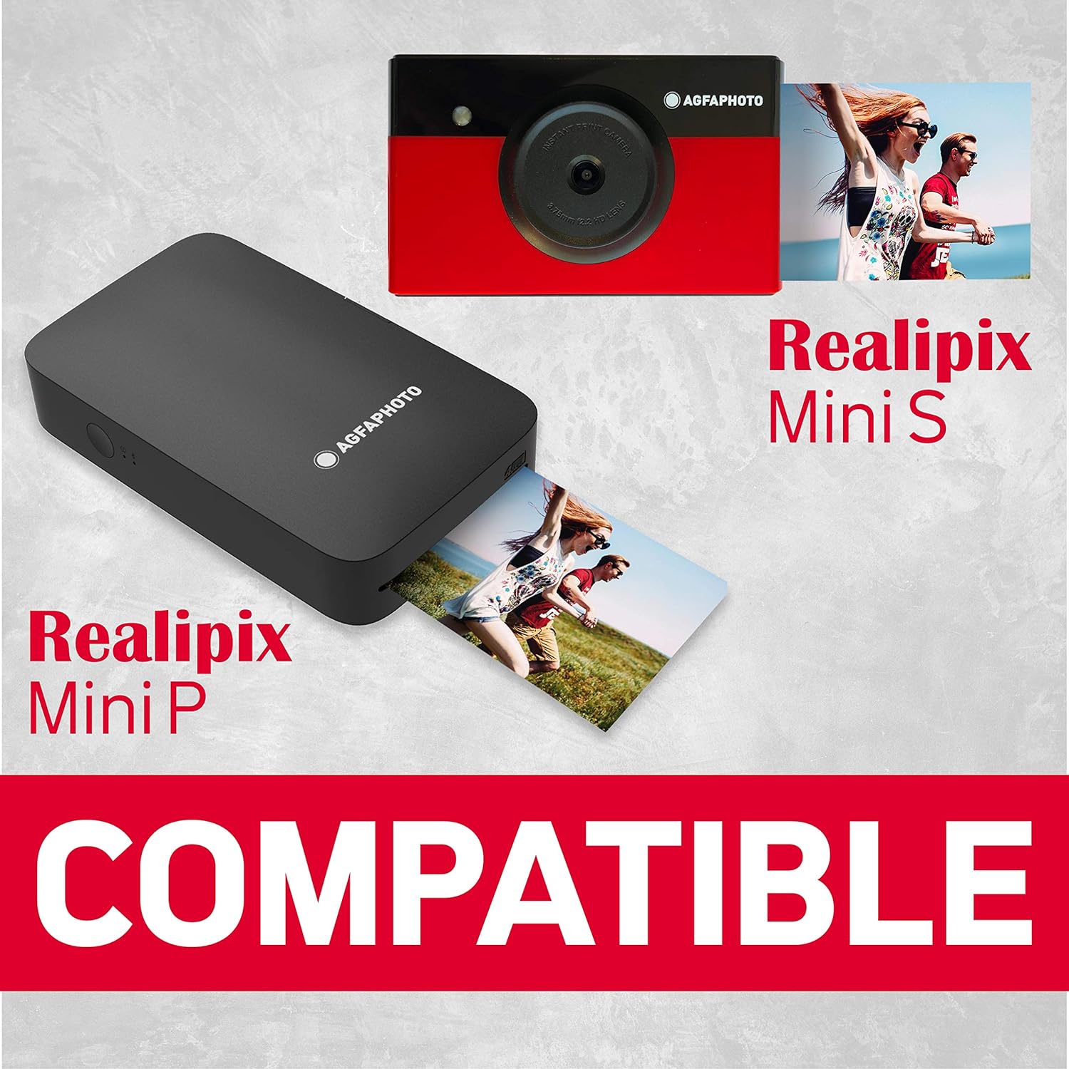 Agfa PHOTO Cartridge and Paper 20 Photos 5.4 x 8.6 cm AMC20 Compatible Photo Realipix Mini S, Realipix Mini P, Kodak Mini Printer 2, Kodak Mini Shot,Grey
