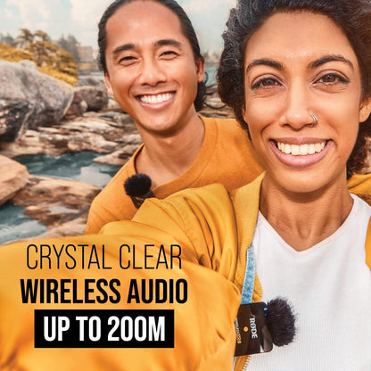 RØDE Wireless GO II Ultra-compact Dual-channel Wireless Microphone System with Built-in Microphones, On-board Recording and 200m Range for Filmmaking, Interviews and Content Creation Wireless GO II Dual Black