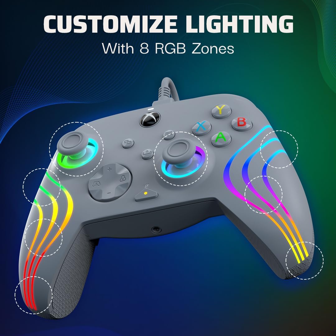 PDP AFTERGLOW XBX WAVE WIRED Controller GREY for Xbox Series X|S, Xbox One, Officially Licensed