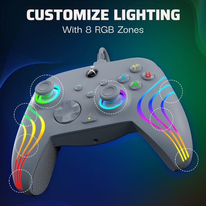 PDP AFTERGLOW XBX WAVE WIRED Controller GREY for Xbox Series X|S, Xbox One, Officially Licensed