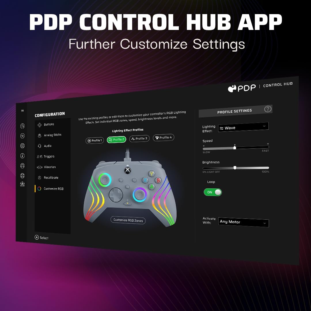 PDP AFTERGLOW XBX WAVE WIRED Controller GREY for Xbox Series X|S, Xbox One, Officially Licensed
