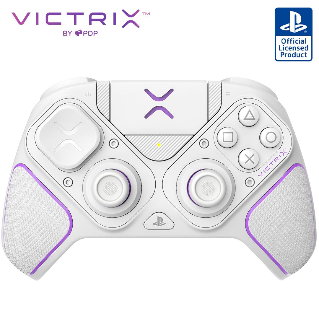 PDP Victrix Pro BFG draadloos Gaming Controller for Playstation 5 / PS5, PS4, PC, Modular Gamepad, Remappable Buttons, Customizable Triggers/Paddles/D-Pad, PC App White