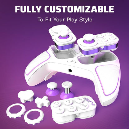 PDP Victrix Pro BFG draadloos Gaming Controller for Playstation 5 / PS5, PS4, PC, Modular Gamepad, Remappable Buttons, Customizable Triggers/Paddles/D-Pad, PC App White