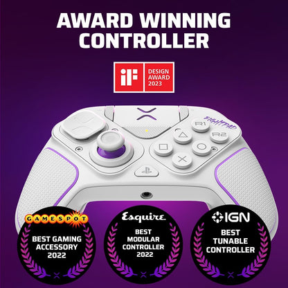 PDP Victrix Pro BFG draadloos Gaming Controller for Playstation 5 / PS5, PS4, PC, Modular Gamepad, Remappable Buttons, Customizable Triggers/Paddles/D-Pad, PC App White