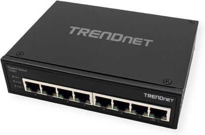 TRENDnet TI-G80 8-Port gehärteter industrieller Gigabit-DIN-Schienen-Switch, 16-Gbit / s-Schaltkapazität, IP30-Metallgehäuse, DIN-Schienen- und Wandhalterungen inklusive Gigabit Switch 8 Port