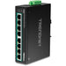 TRENDnet 8-Port Industrial Fast Ethernet PoE+ DIN-Rail Switch, TI-PE80, 8 x Fast Ethernet PoE+ Ports, IP30 Network Unmanaged Switch, 200W PoE Power Budget, 1.6 Gbps Switching Capacity, Black 8 Port Switch