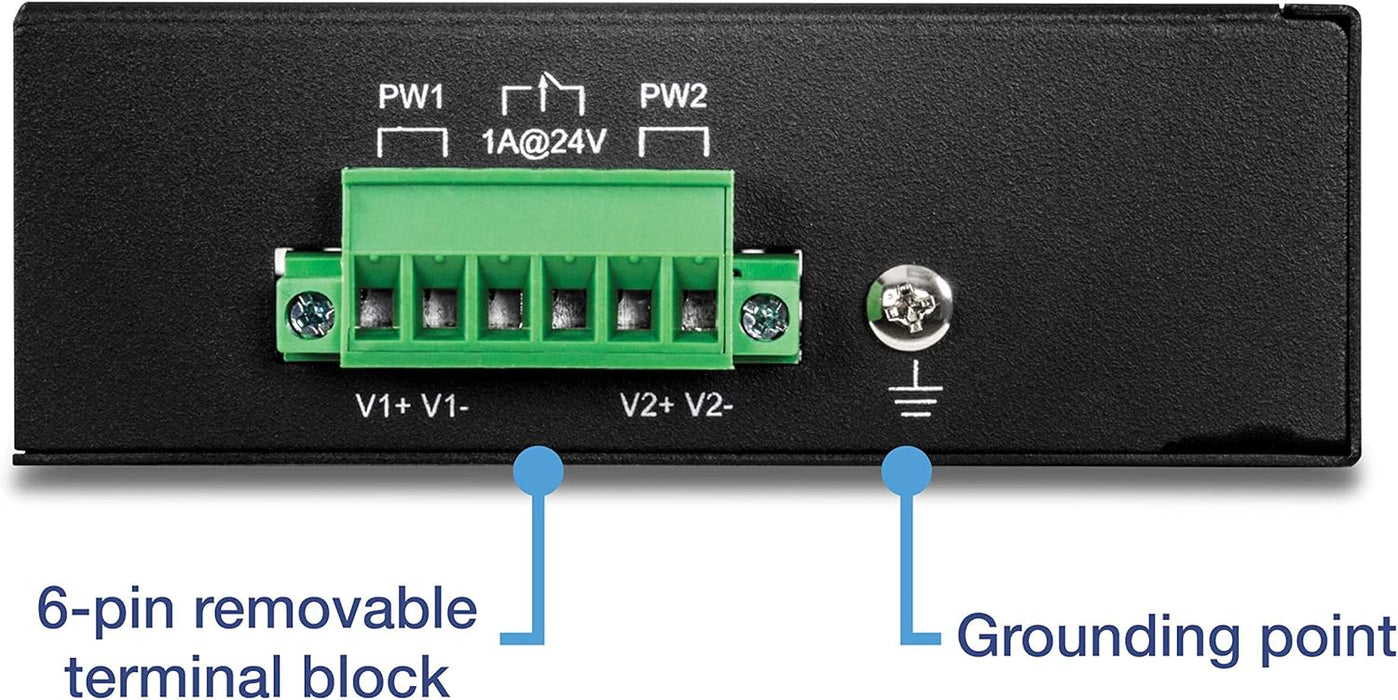 TRENDnet 8-Port Industrial Fast Ethernet PoE+ DIN-Rail Switch, TI-PE80, 8 x Fast Ethernet PoE+ Ports, IP30 Network Unmanaged Switch, 200W PoE Power Budget, 1.6 Gbps Switching Capacity, Black 8 Port Switch