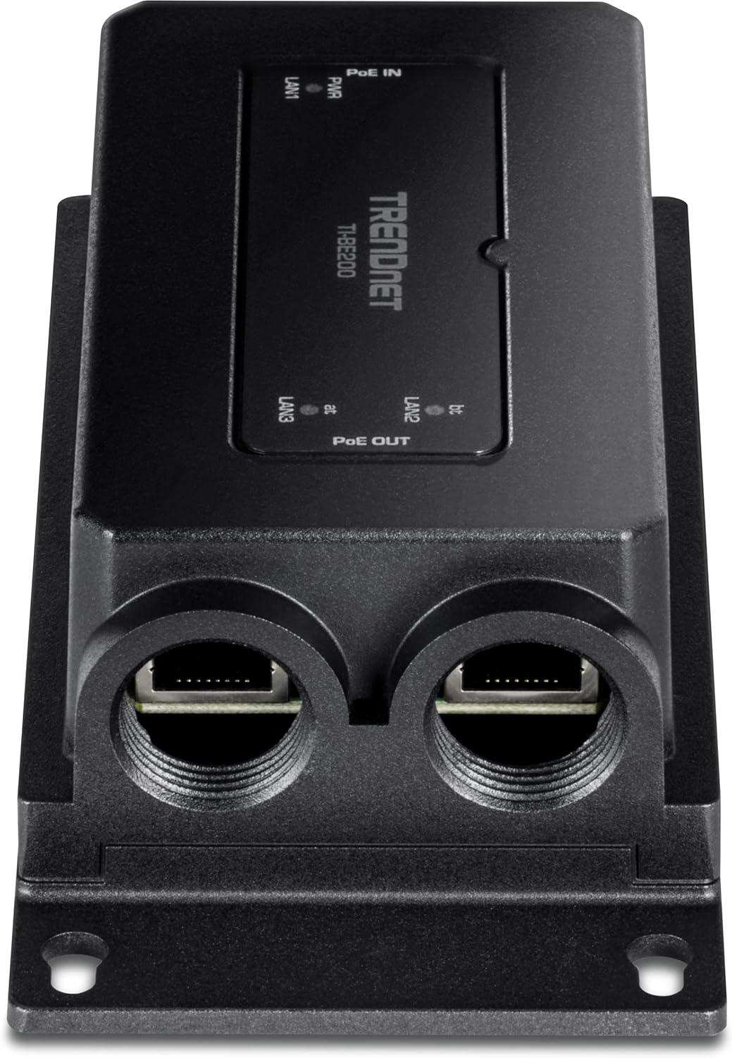 TRENDnet 2-Port Industrial Outdoor Gigabit PoE++ Extender, Gehärtetes IP67 Extremtemperaturbewertetes Gehäuse, Verlängert PoE++ Anschluss bis zu 200 m (70ft) für bis zu 2 Geräte, Schwarz, TI-BE200