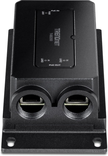 TRENDnet 2-Port Industrial Outdoor Gigabit PoE++ Extender, Gehärtetes IP67 Extremtemperaturbewertetes Gehäuse, Verlängert PoE++ Anschluss bis zu 200 m (70ft) für bis zu 2 Geräte, Schwarz, TI-BE200