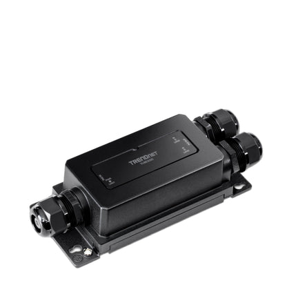 TRENDnet 2-Port Industrial Outdoor Gigabit PoE++ Extender, Gehärtetes IP67 Extremtemperaturbewertetes Gehäuse, Verlängert PoE++ Anschluss bis zu 200 m (70ft) für bis zu 2 Geräte, Schwarz, TI-BE200